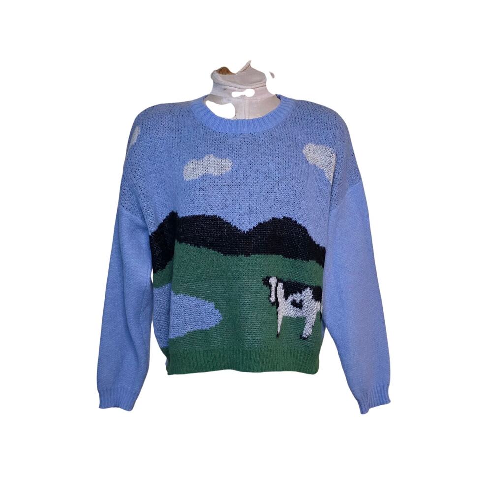 SHEIN‎ EZwear Plus Cow Pattern Drop Shoulder Sweater Size L